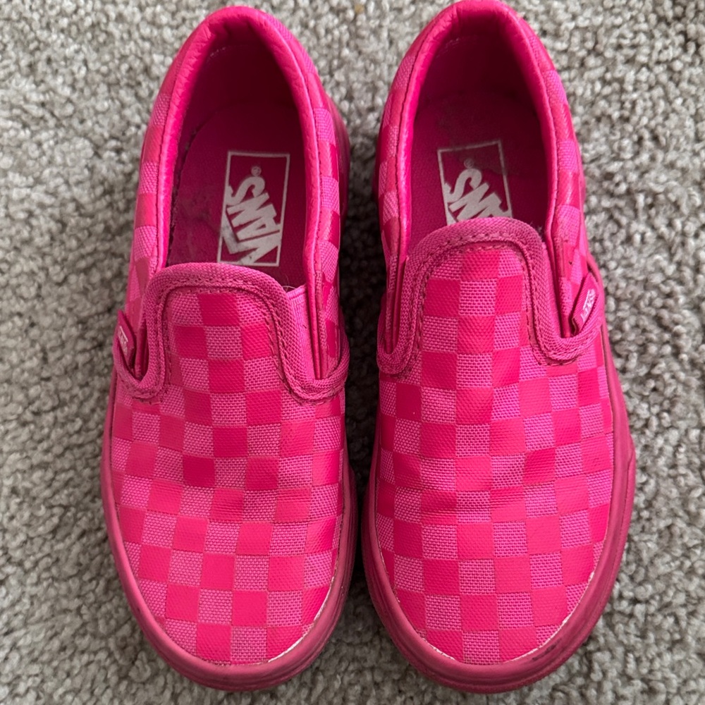 Vans Kids Hot Pink Checkered Slip-On Sneakers